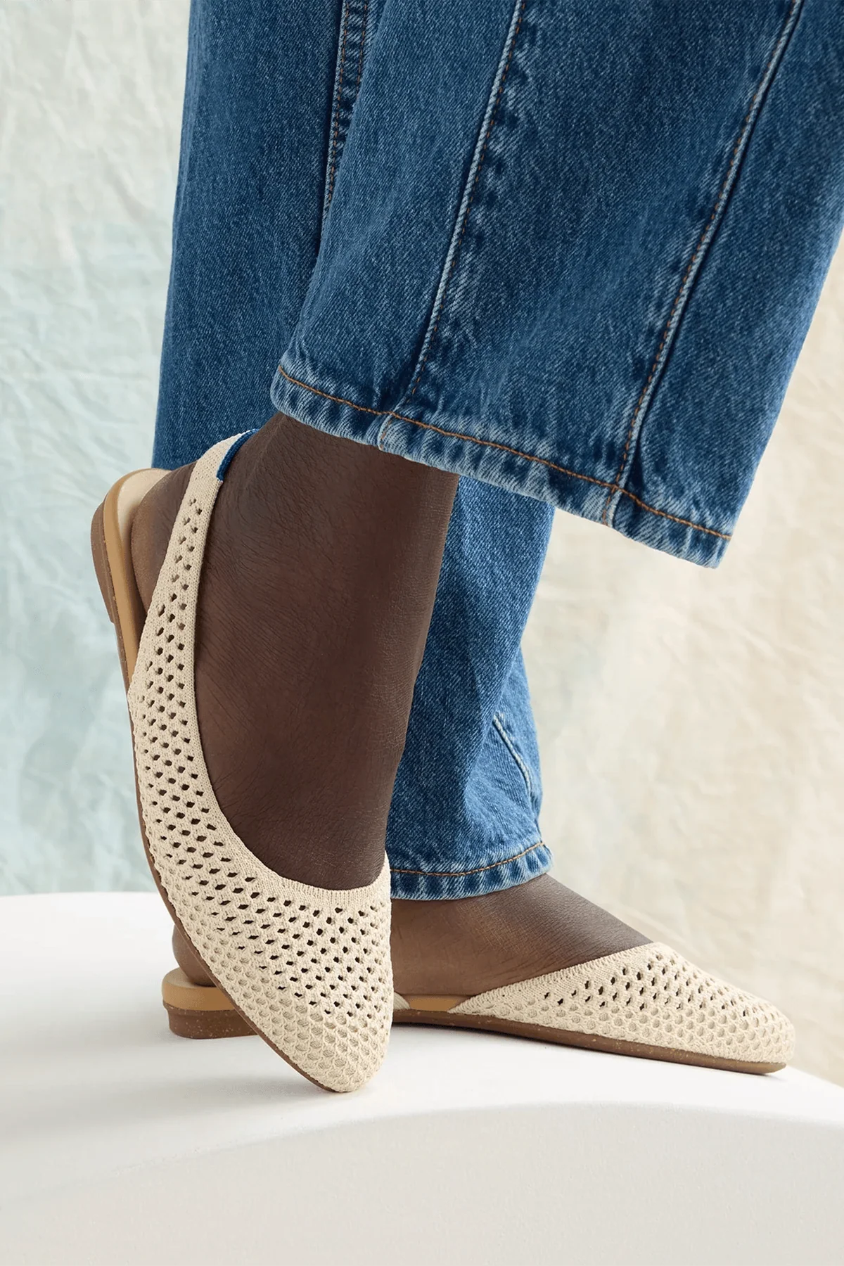 The Almond Slingback in Off White Mesh - Image 2