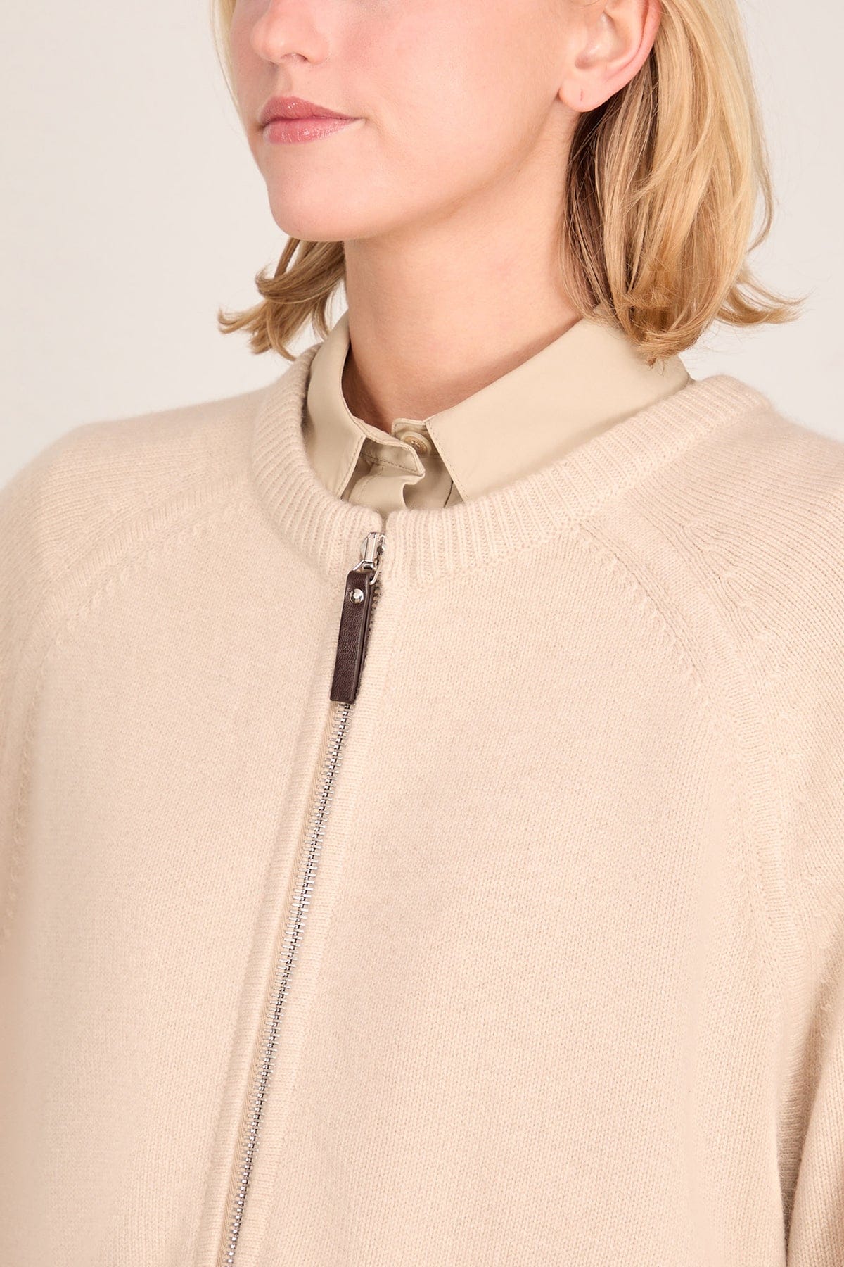 The Conrad Knit Jacket in Oatmeal/Brown - Image 5