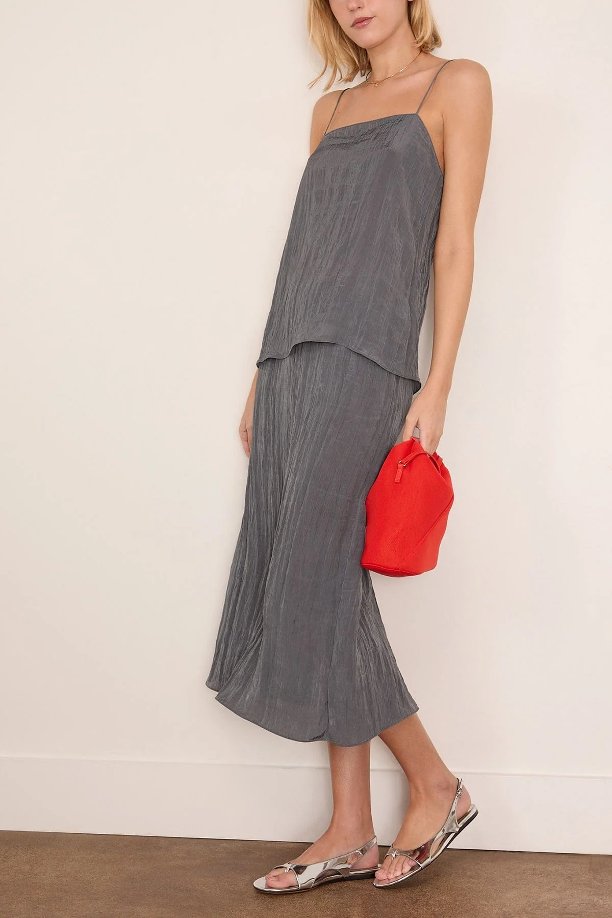 The Crinkle Slip Skirt in Dark Grey - Image 2