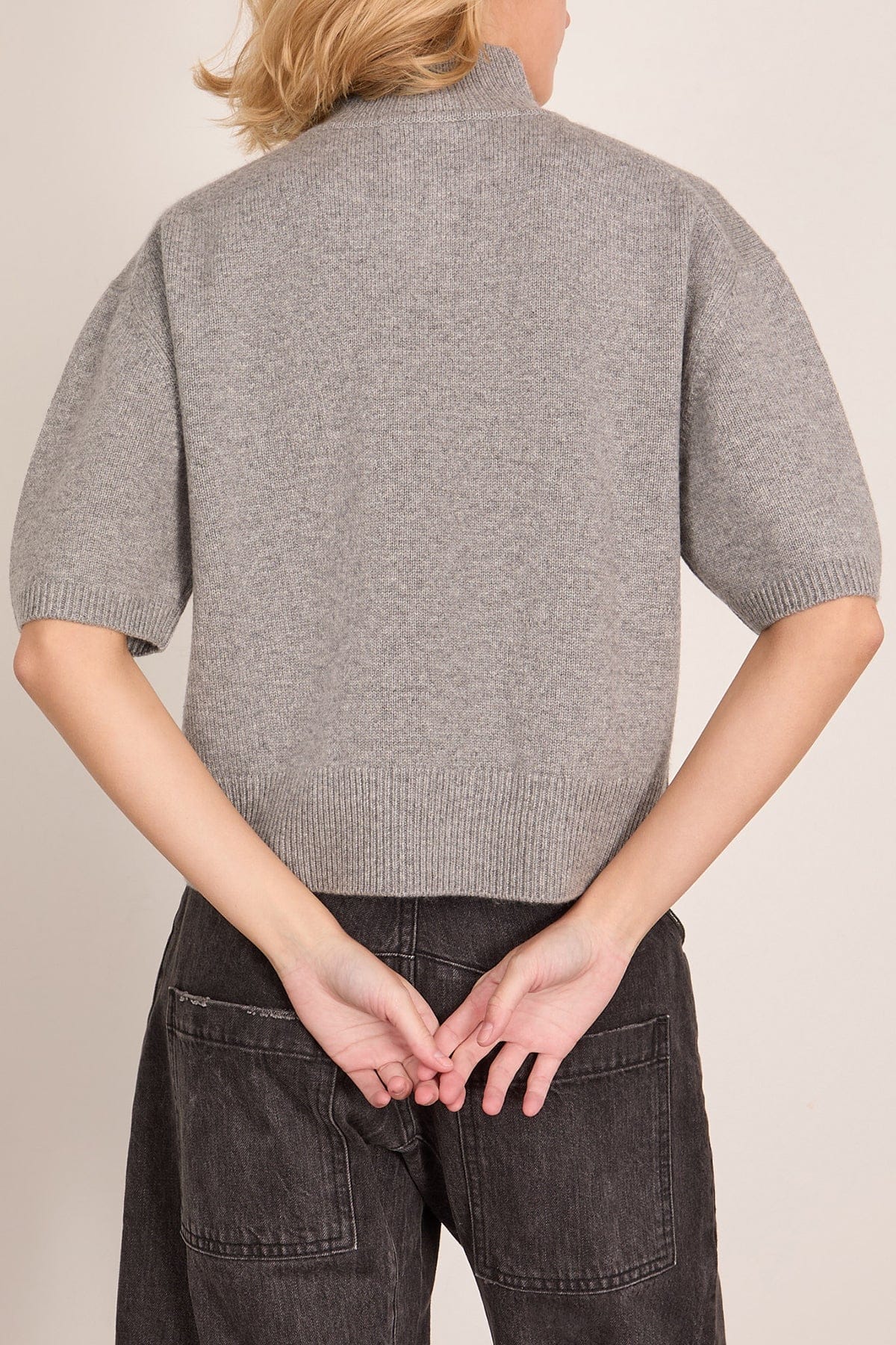 The Kinley Cropped Henley in Husky Grey - Image 4