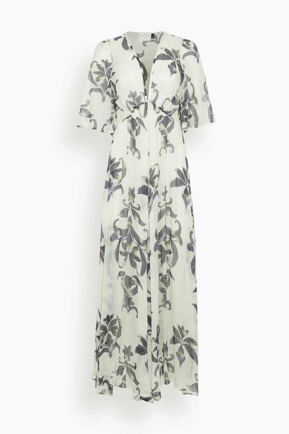 The Secret Lily Print Linen Silk Gauze Dress in Orchidea