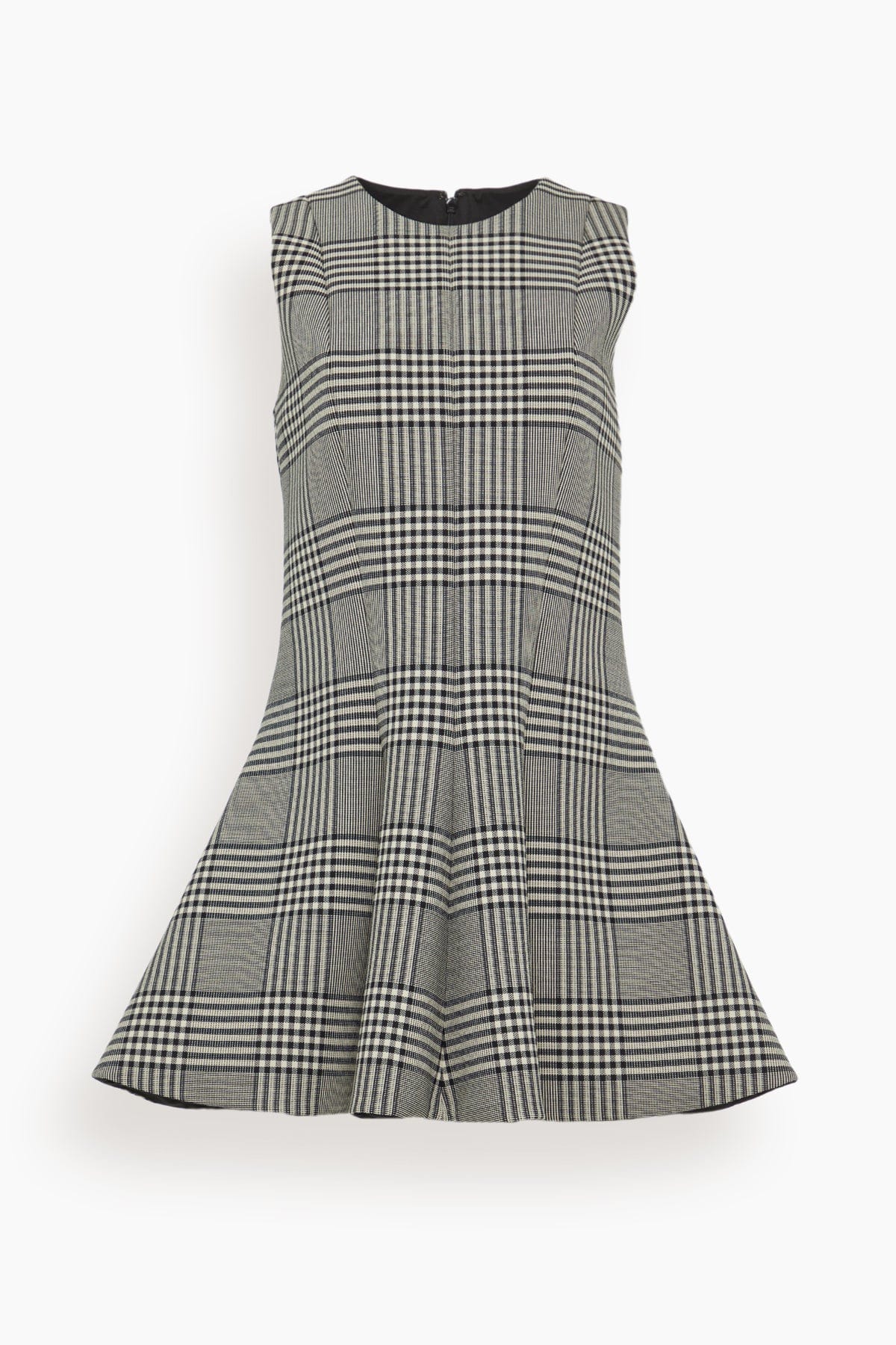 The Sophie Crew Neck Fitted Mini Dress in Prince of Wales Plaid
