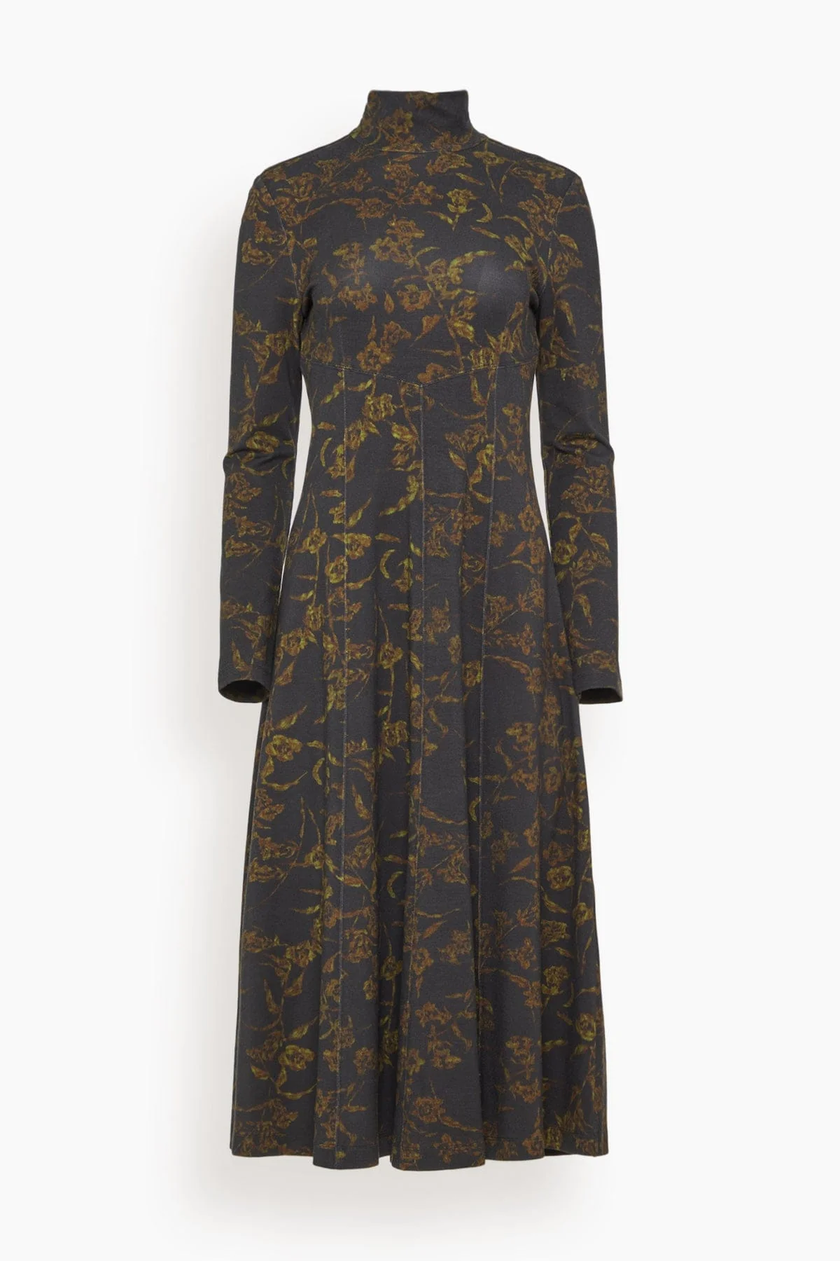 Thea Dress in Black Forest/Green Multi