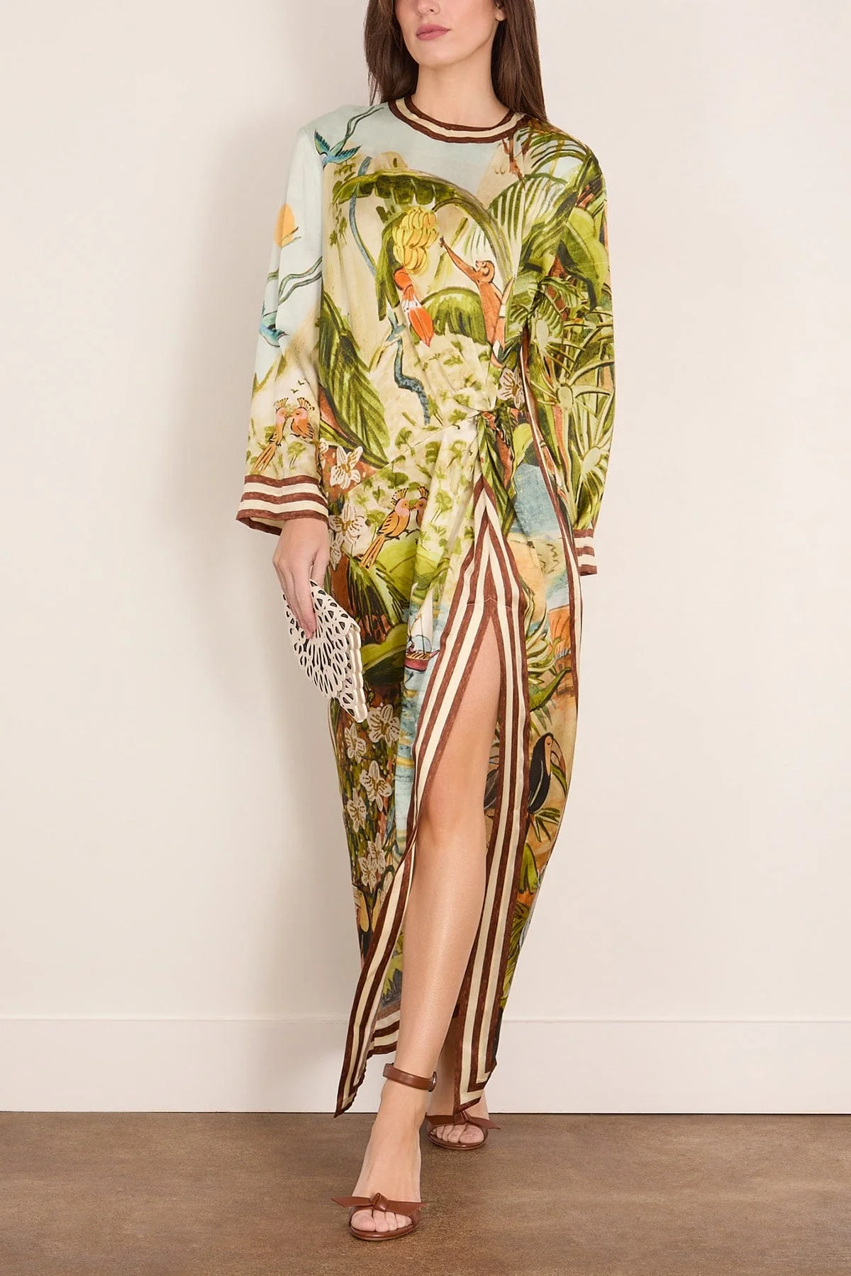 Toucan Tango Silk Midi Dress in Multi - Image 2