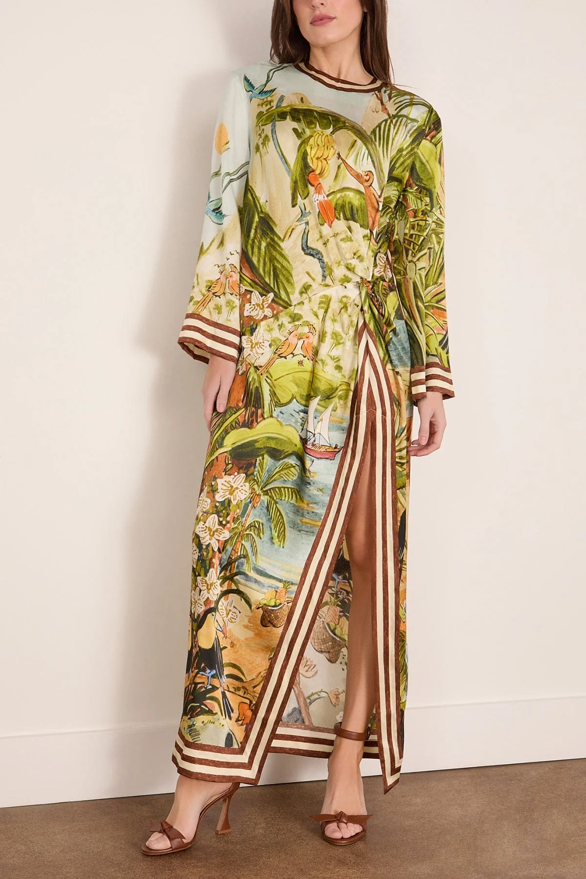 Toucan Tango Silk Midi Dress in Multi - Image 3