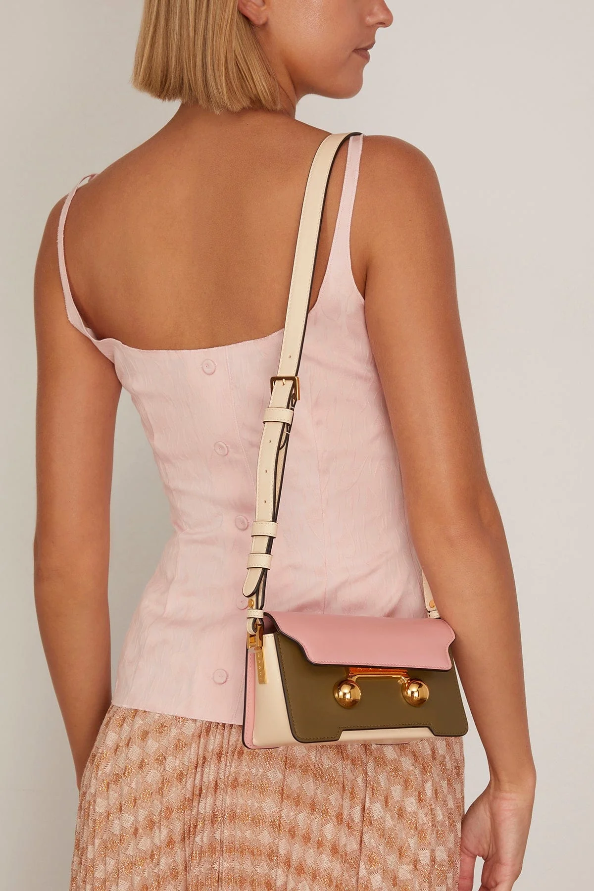 Trunkaroo Mini Shoulder Bag in Camelia/Deep Sage/Shell - Image 2