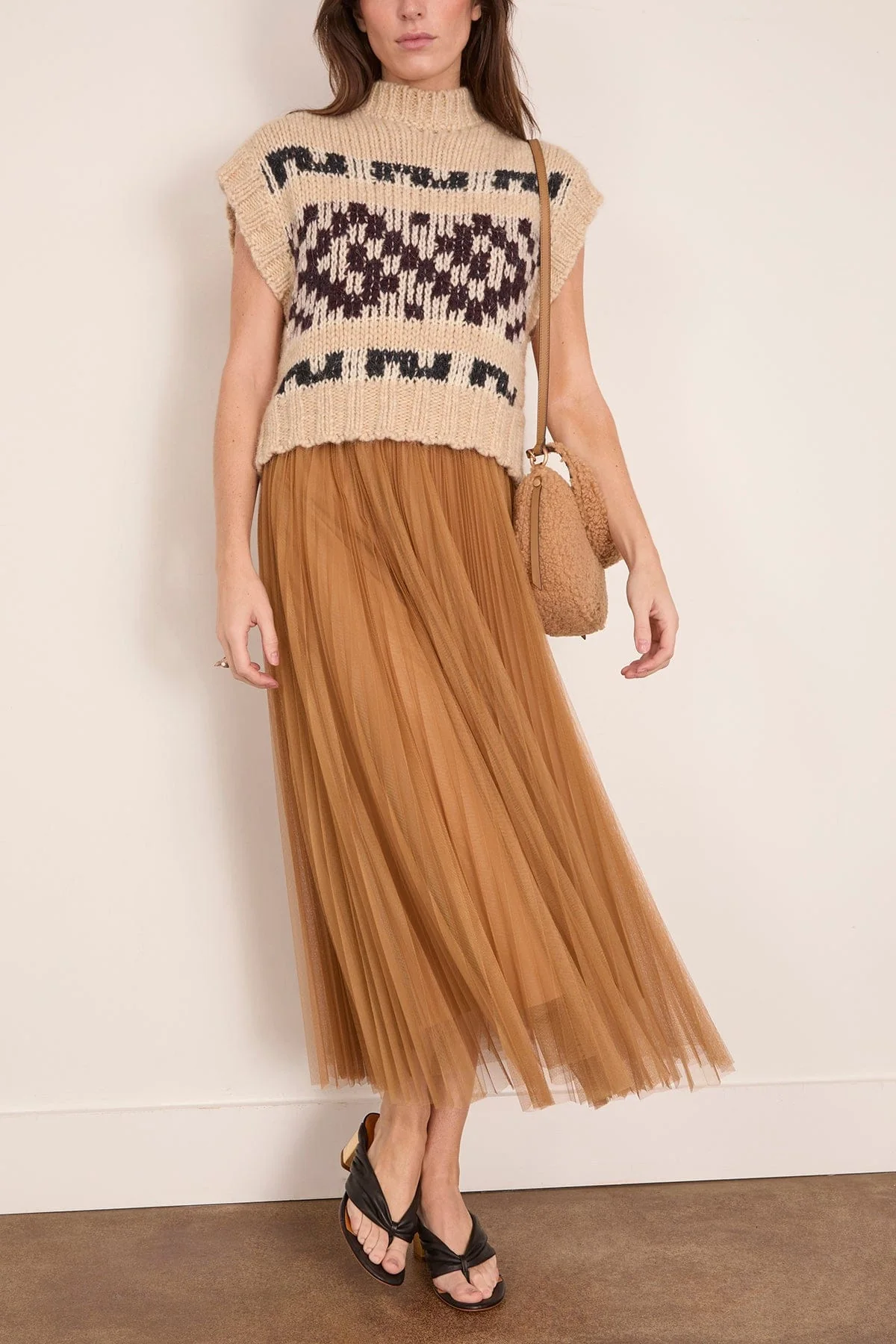 Tulle Soleil Plisse Skirt in Antique Gold - Image 2