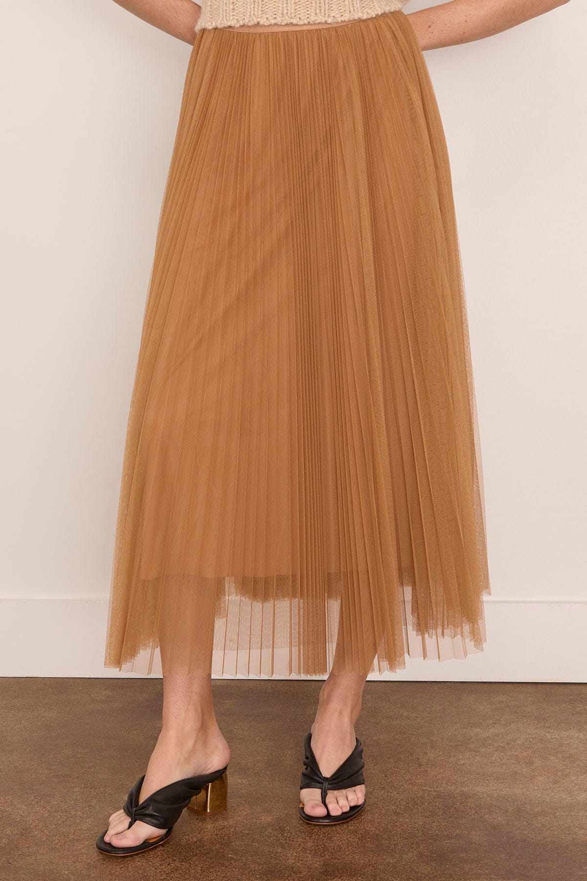Tulle Soleil Plisse Skirt in Antique Gold - Image 3