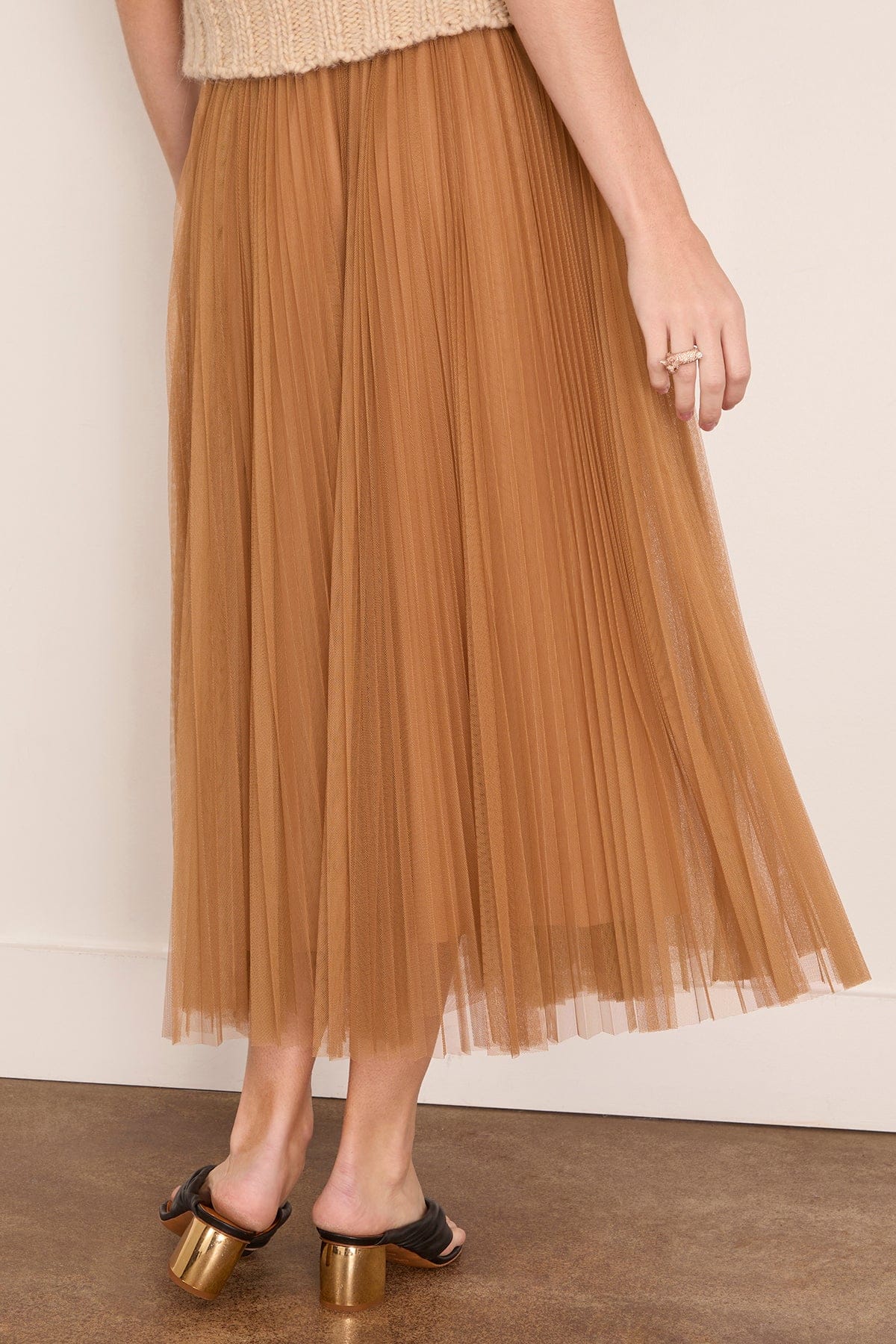 Tulle Soleil Plisse Skirt in Antique Gold - Image 4