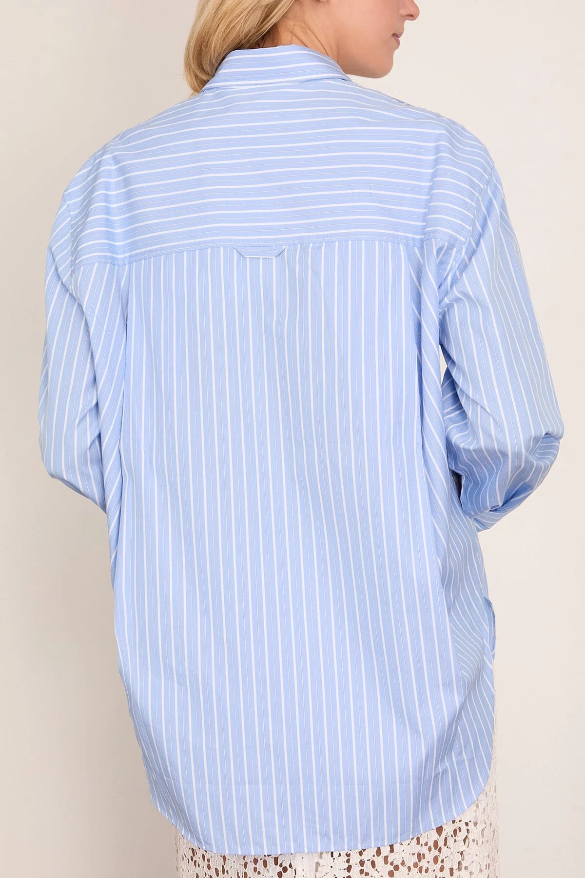 Tunic Shirt in Sky Blue Stripe - Image 4