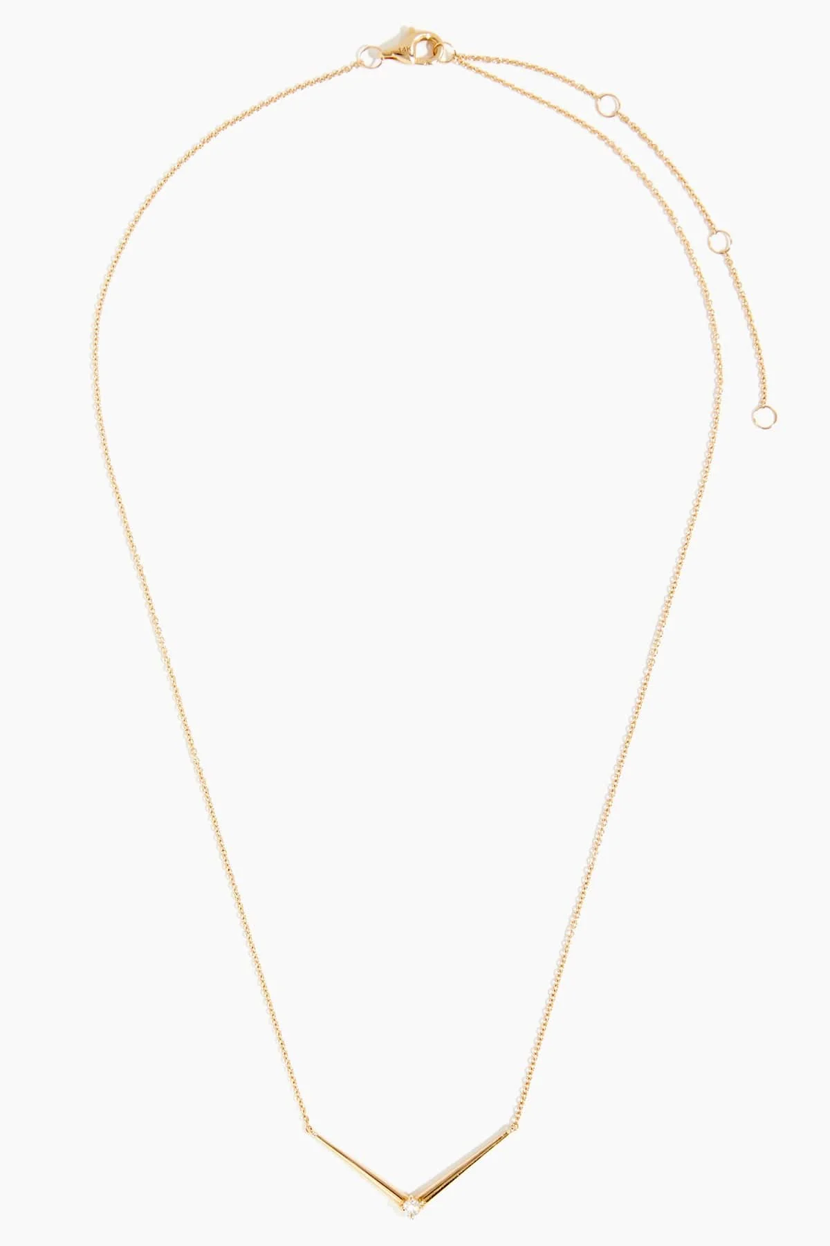 V Diamond Necklace in 14k Yellow Gold - Image 3