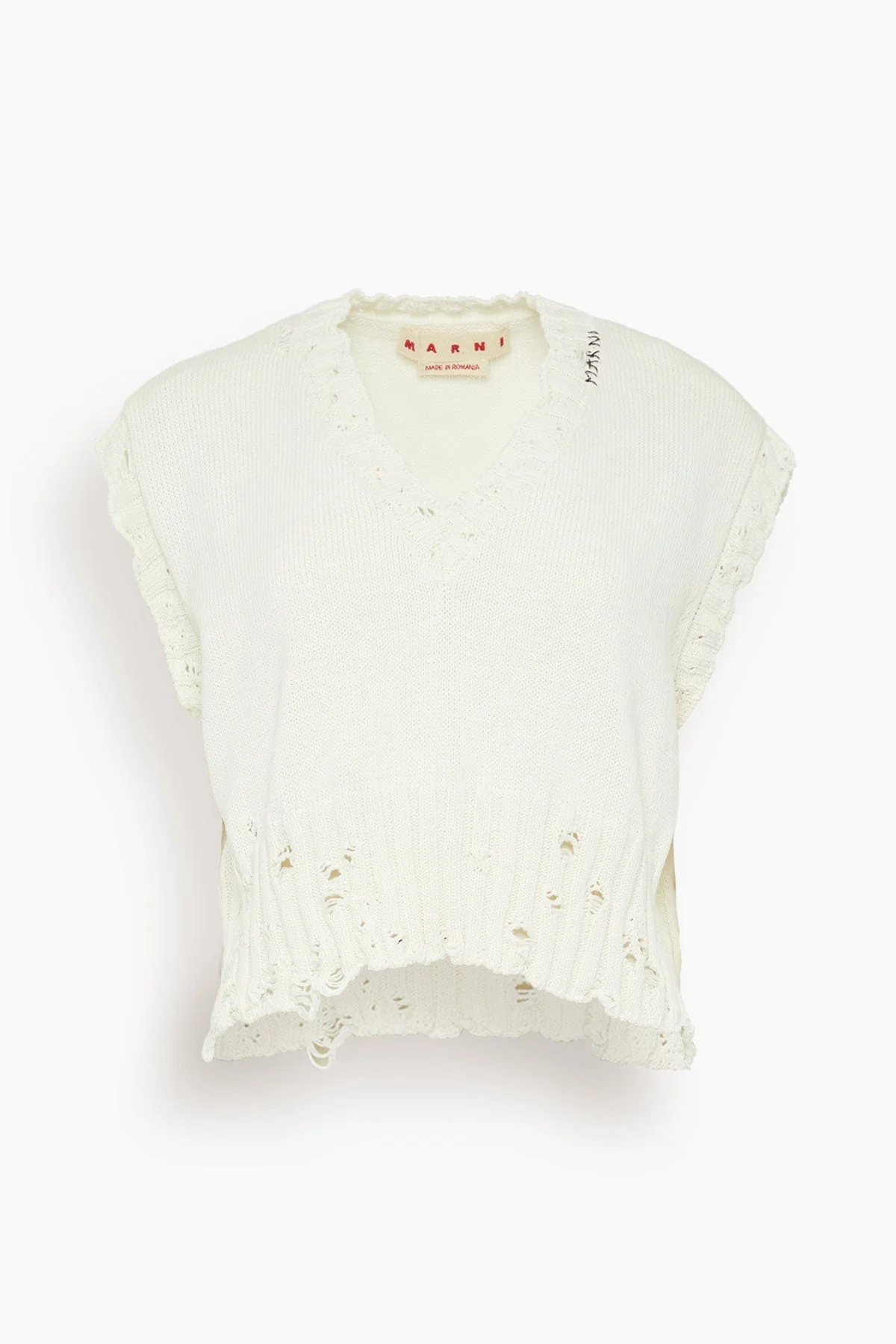 V-Neck Sweater Vest in Lily White