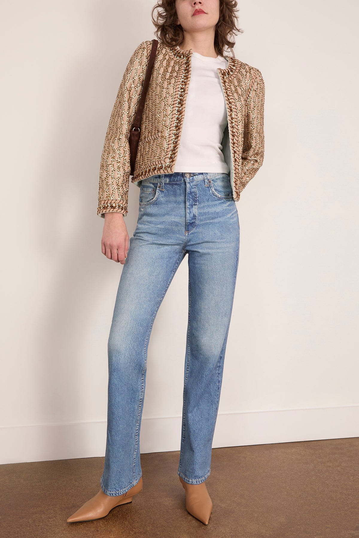 Viviana Embroidered Jacket in Gold - Image 2