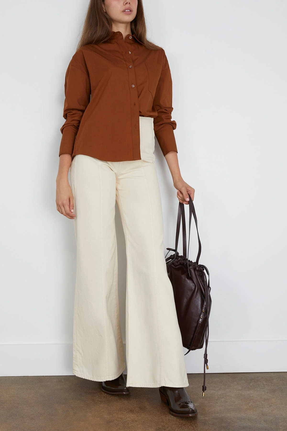Watts Side Button Shirt in Cinnamon - Image 2