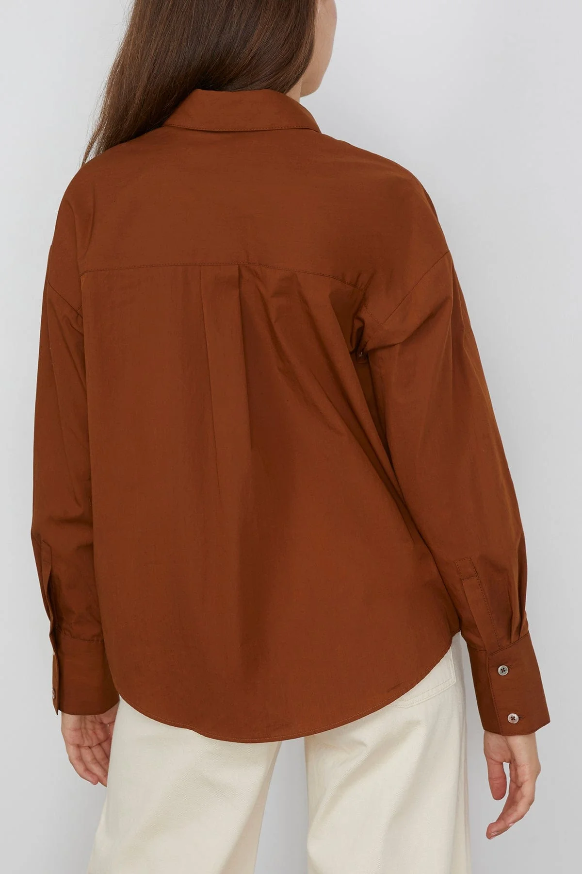 Watts Side Button Shirt in Cinnamon - Image 4