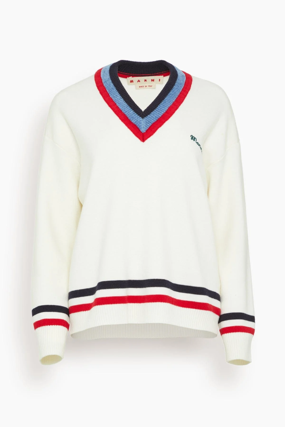 Wool V-Neck Sweater in Cream