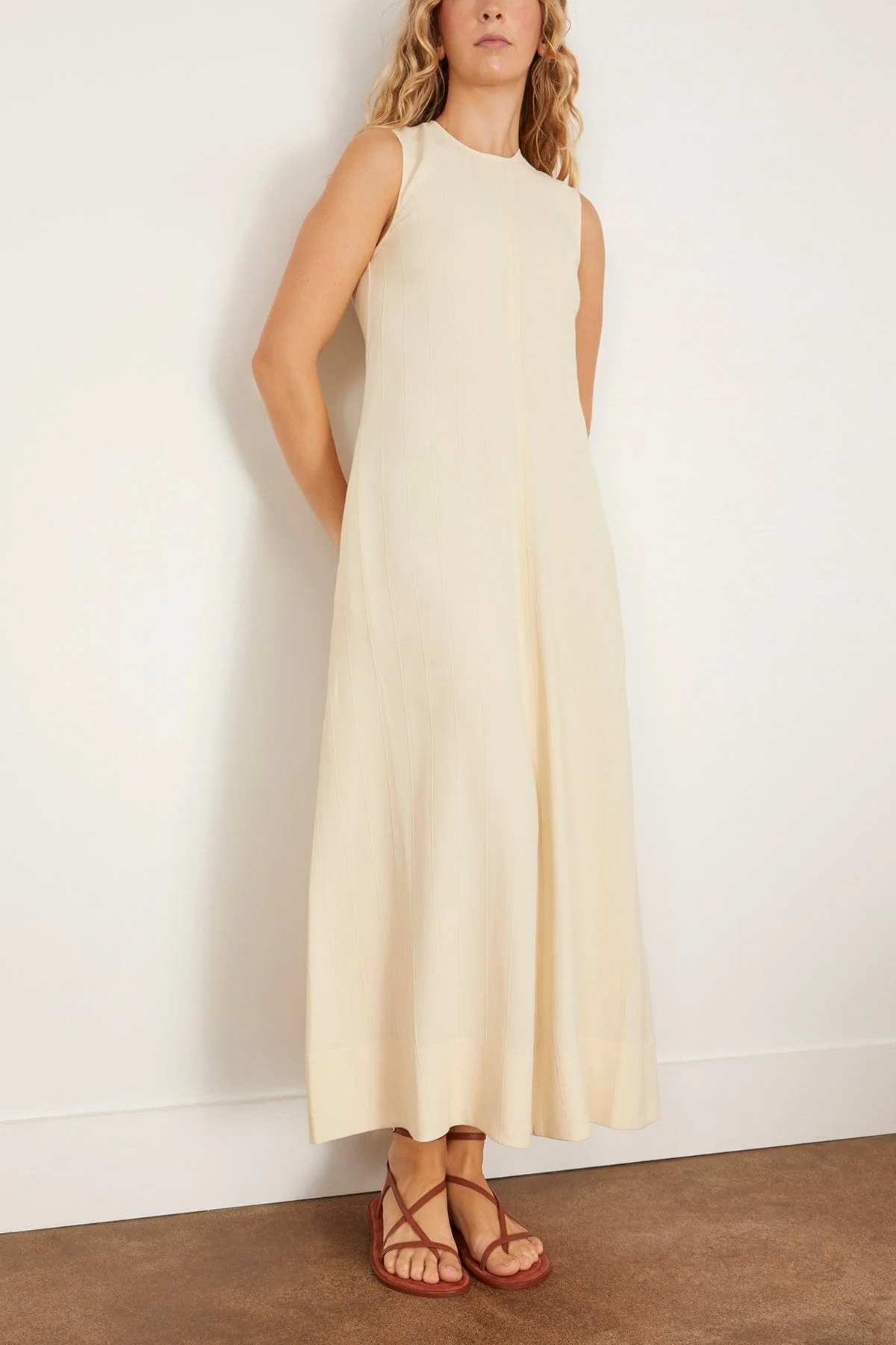 Woven Stripe Dress in Ecru - Image 3