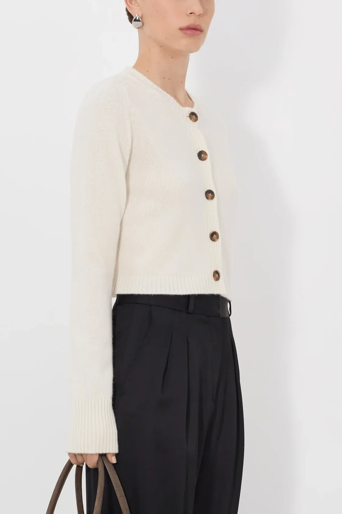 Zephir Cropped Cardigan in Ivory - Image 3