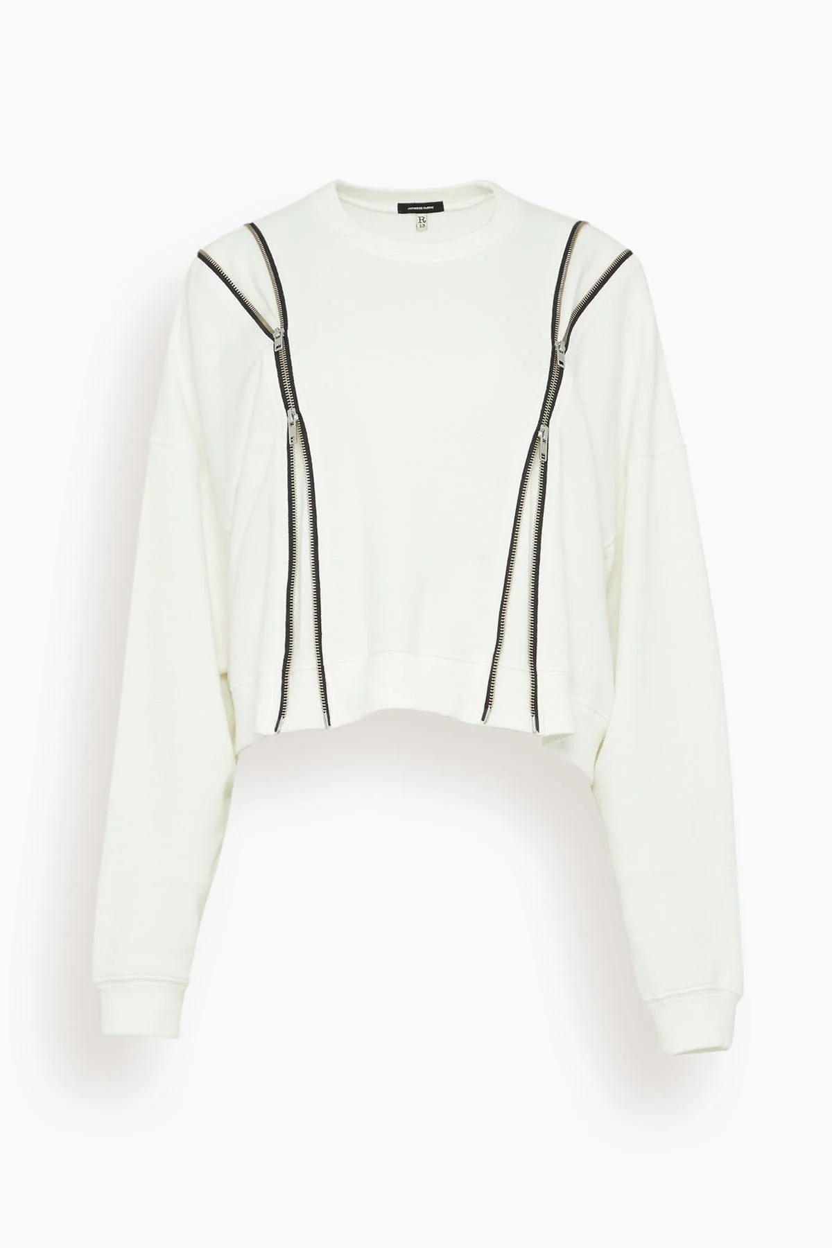 Zippered Crewneck in White